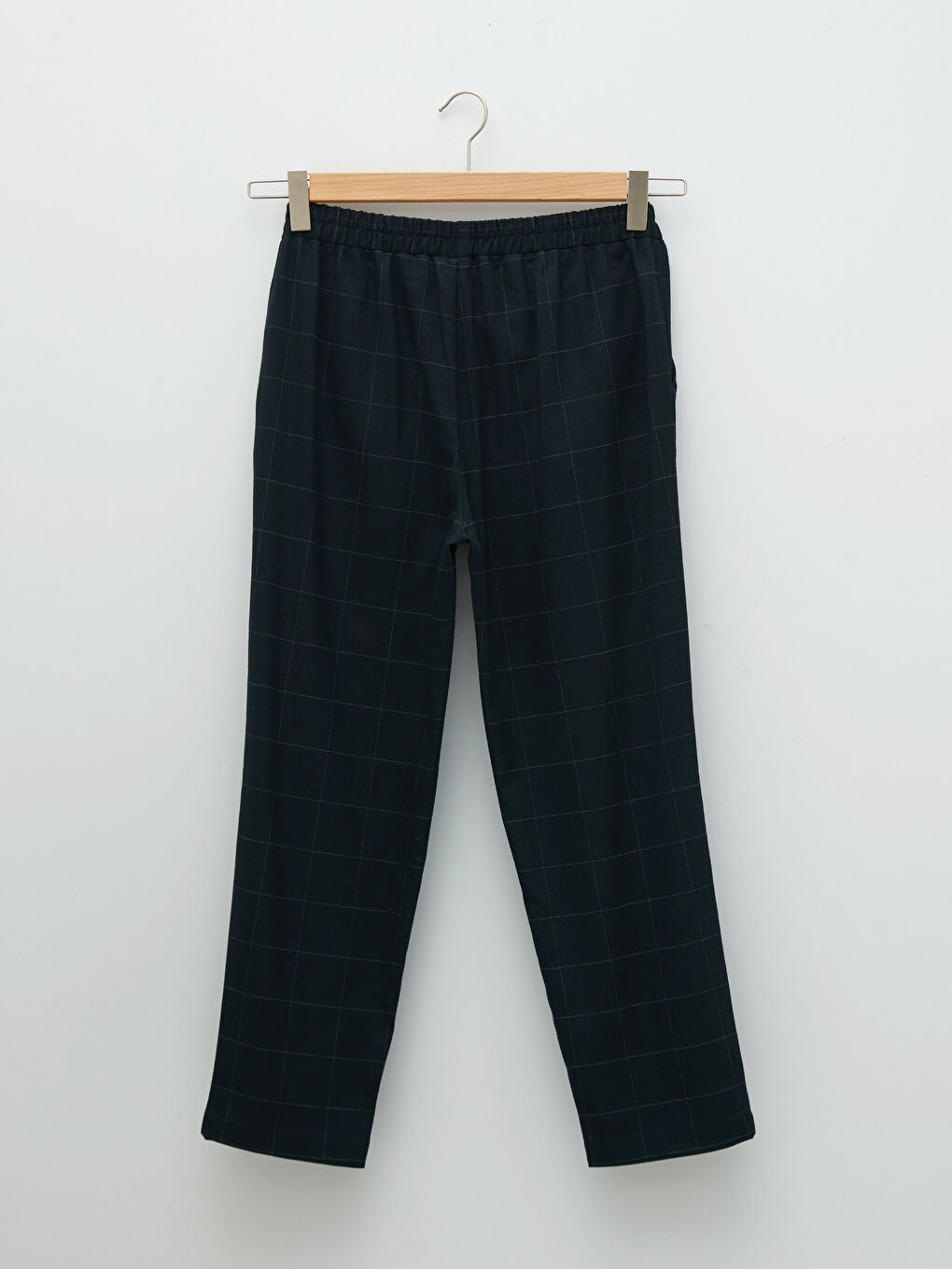 Elastic Waist Comfortable Fit Checkered Pocket Detailed Women's Trousers-5