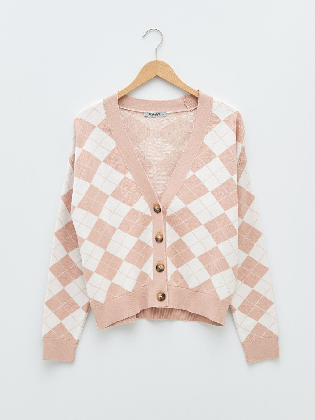 V Neck Patterned Women's Knitwear Cardigan-5