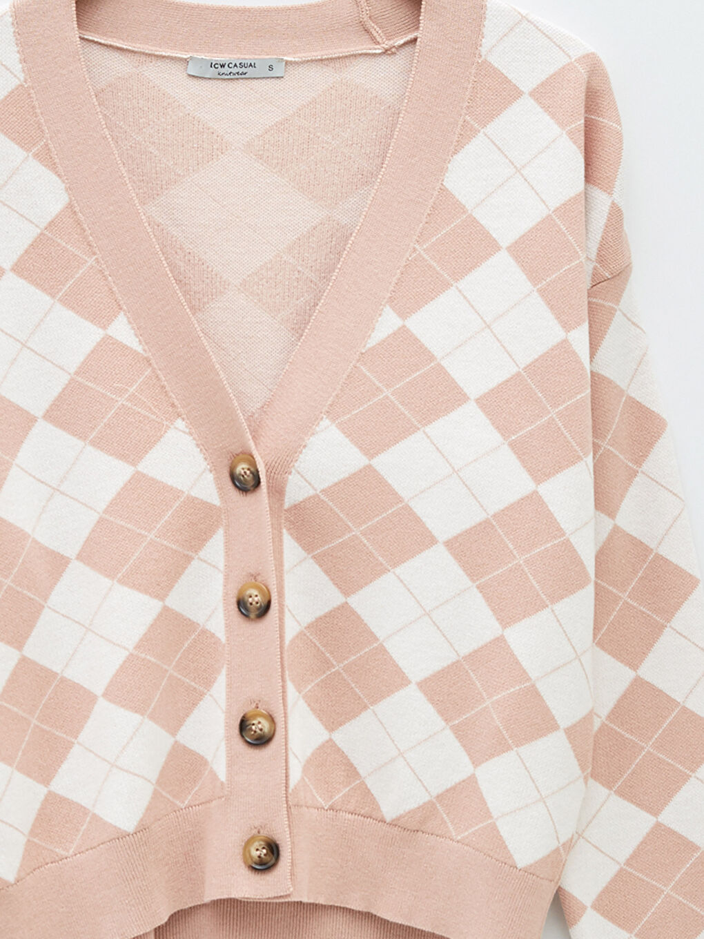 V Neck Patterned Women's Knitwear Cardigan-7