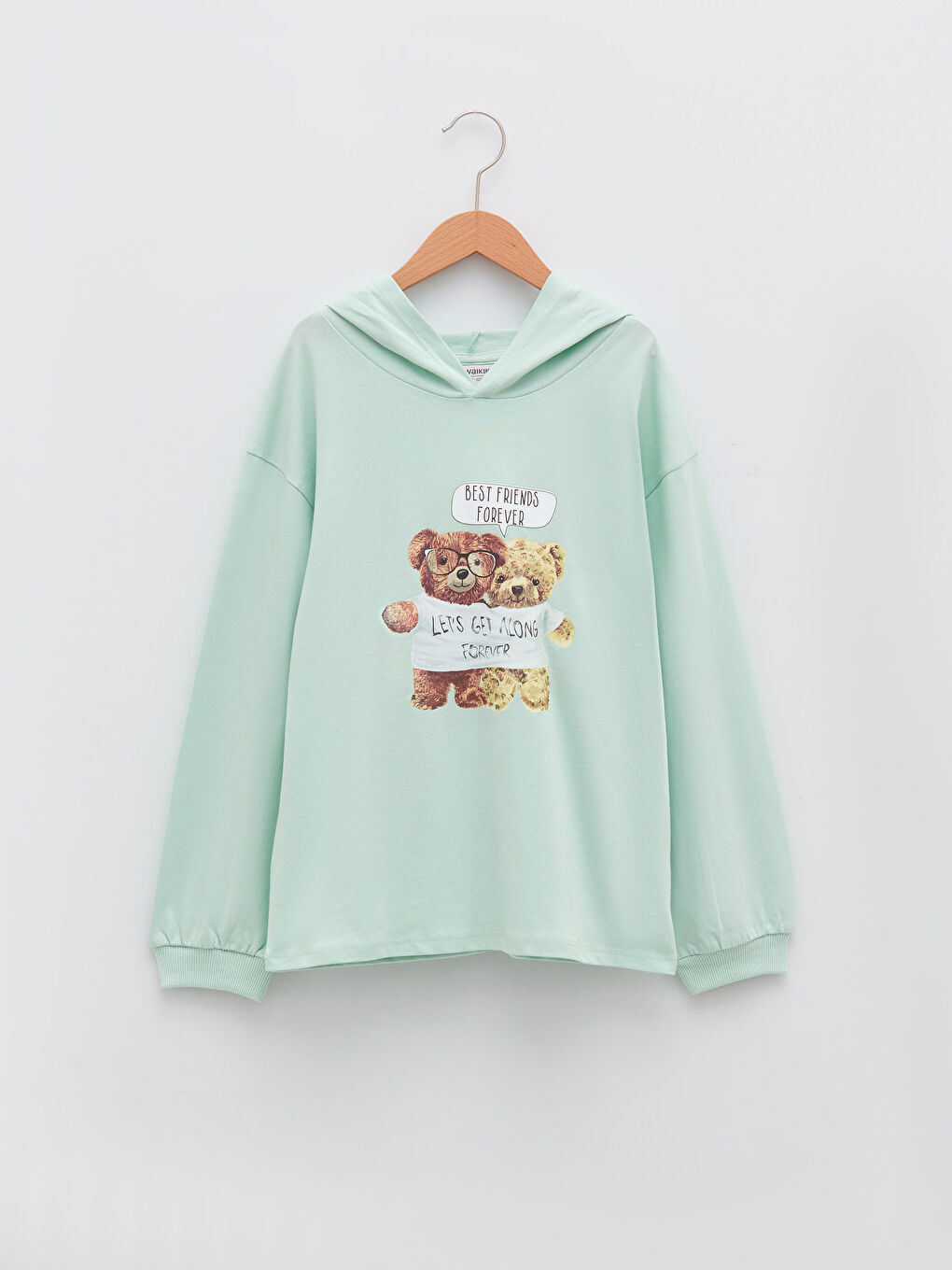 LCW Kids Bedrucktes Langarm Baumwoll-T-Shirt mit Kapuze für Mädchen -W1GO83Z4-FXS