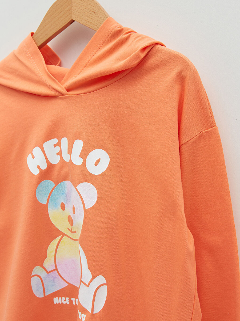 LCW Kids Hooded Printed Long Sleeve Cotton Girls' T-Shirt -W1GO83Z4-GLB