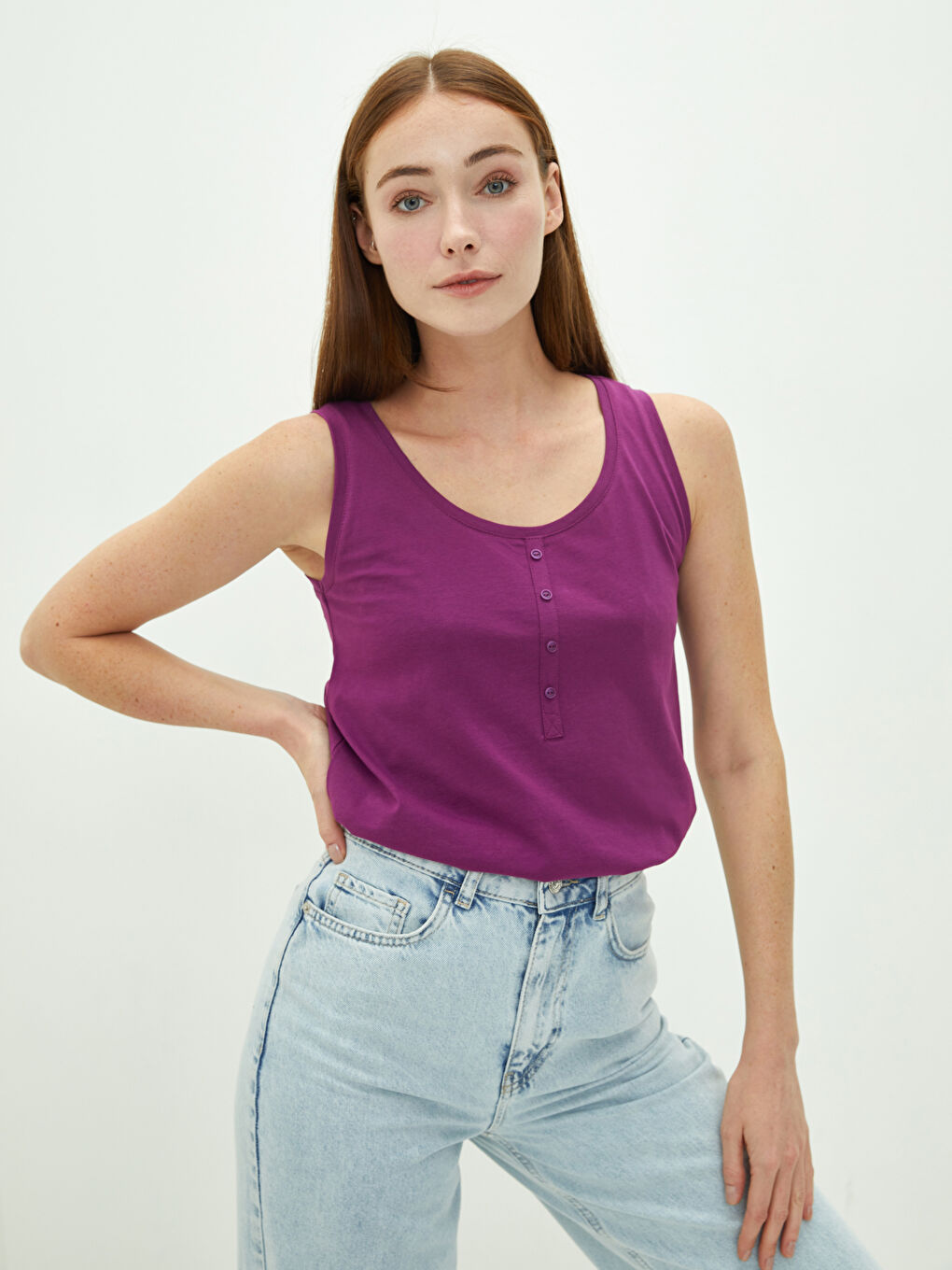 U Neck Straight Sleeveless Cotton Women's Athlete