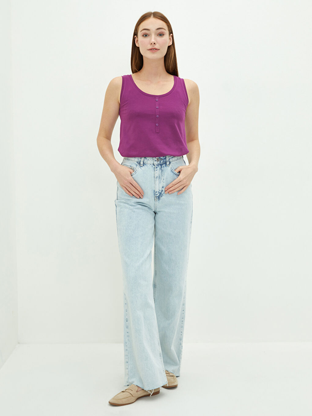 U Neck Straight Sleeveless Cotton Women's Athlete-2