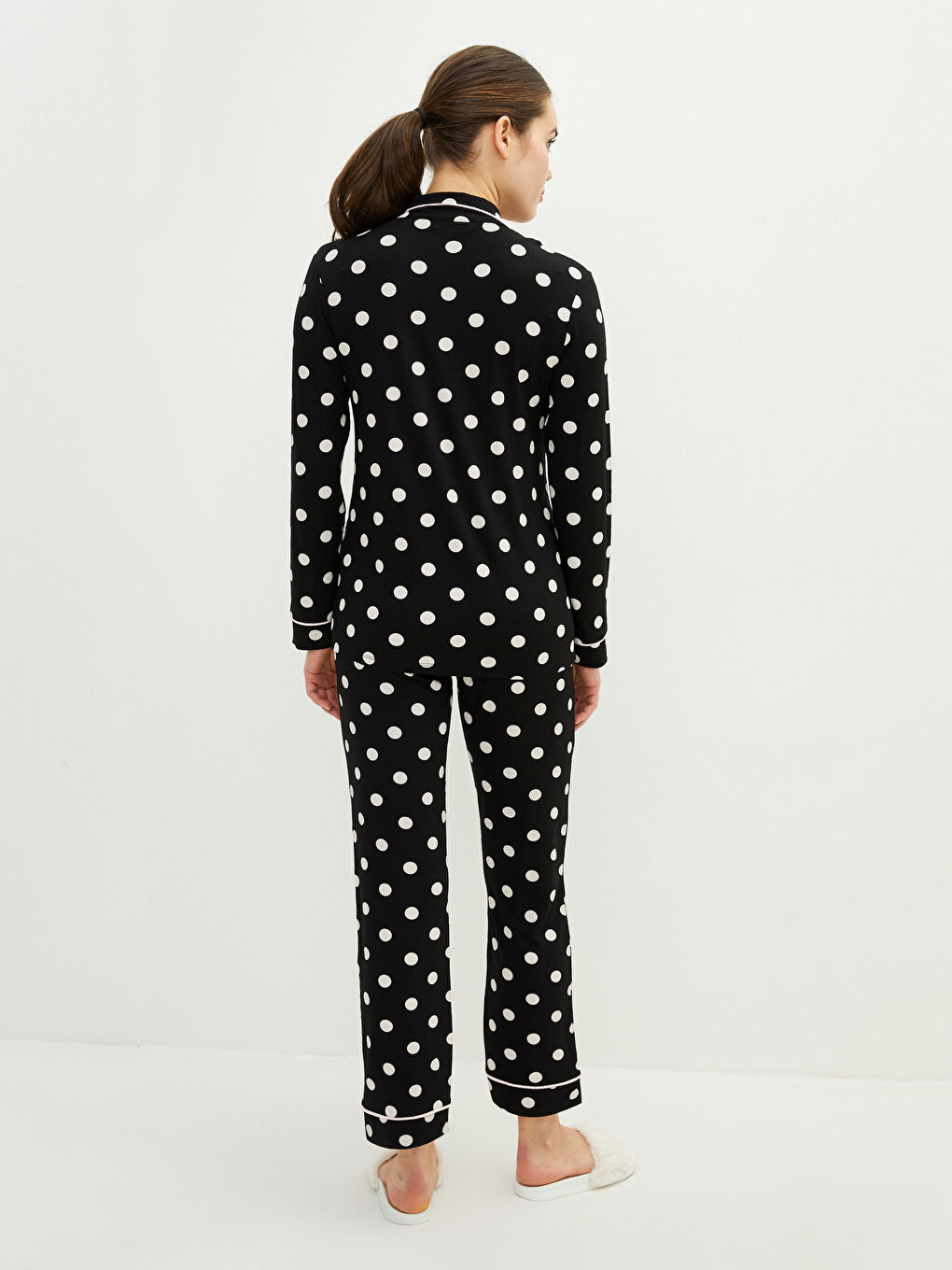 Pidžama komplet sa ovratnikom sa kragnom, tufnice, dugi rukav, trudnički-4