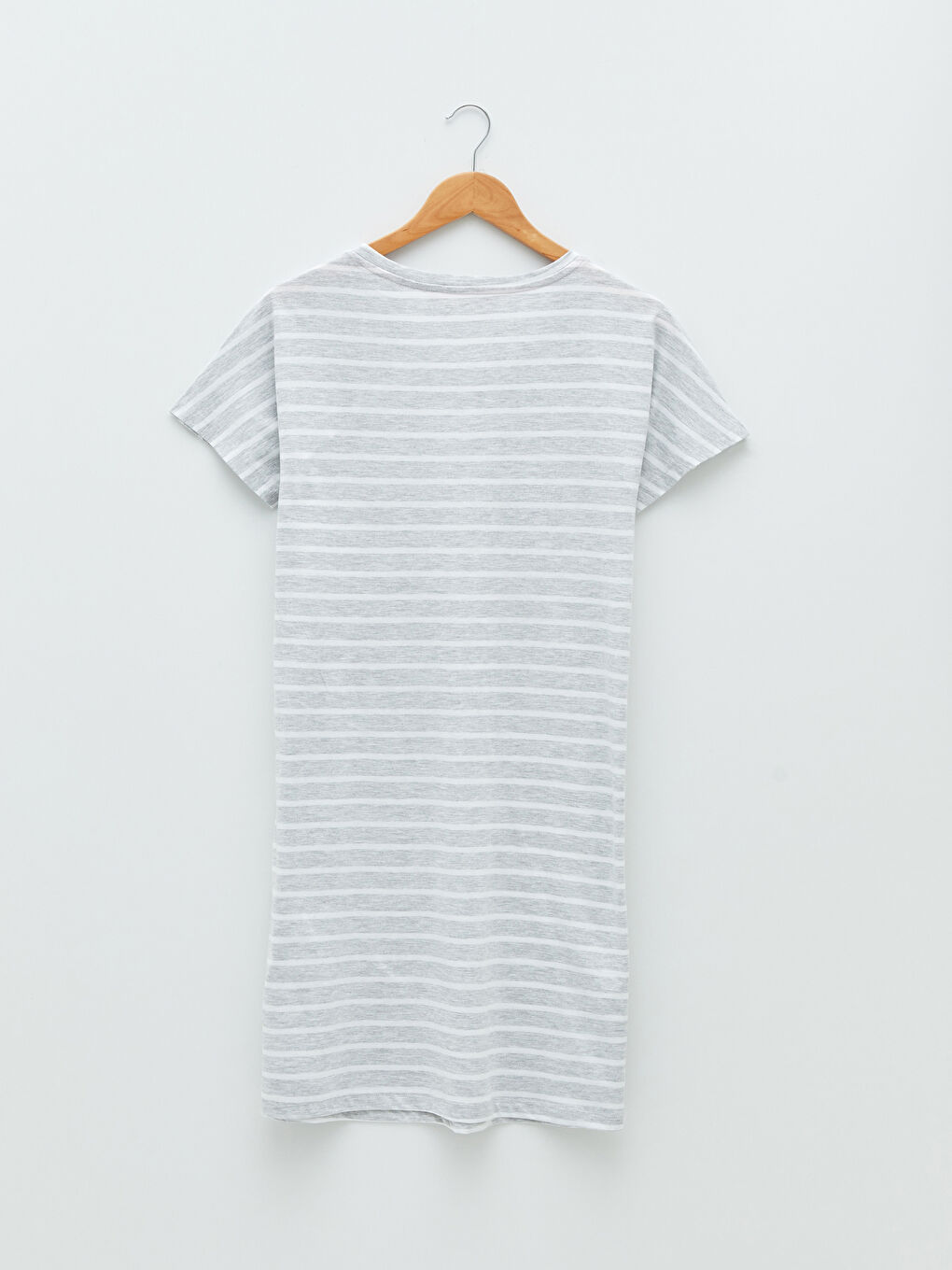 Gri U Yaka Kısa Kollu Emzirme Özellikli Baskılı Hamile Gecelik-7