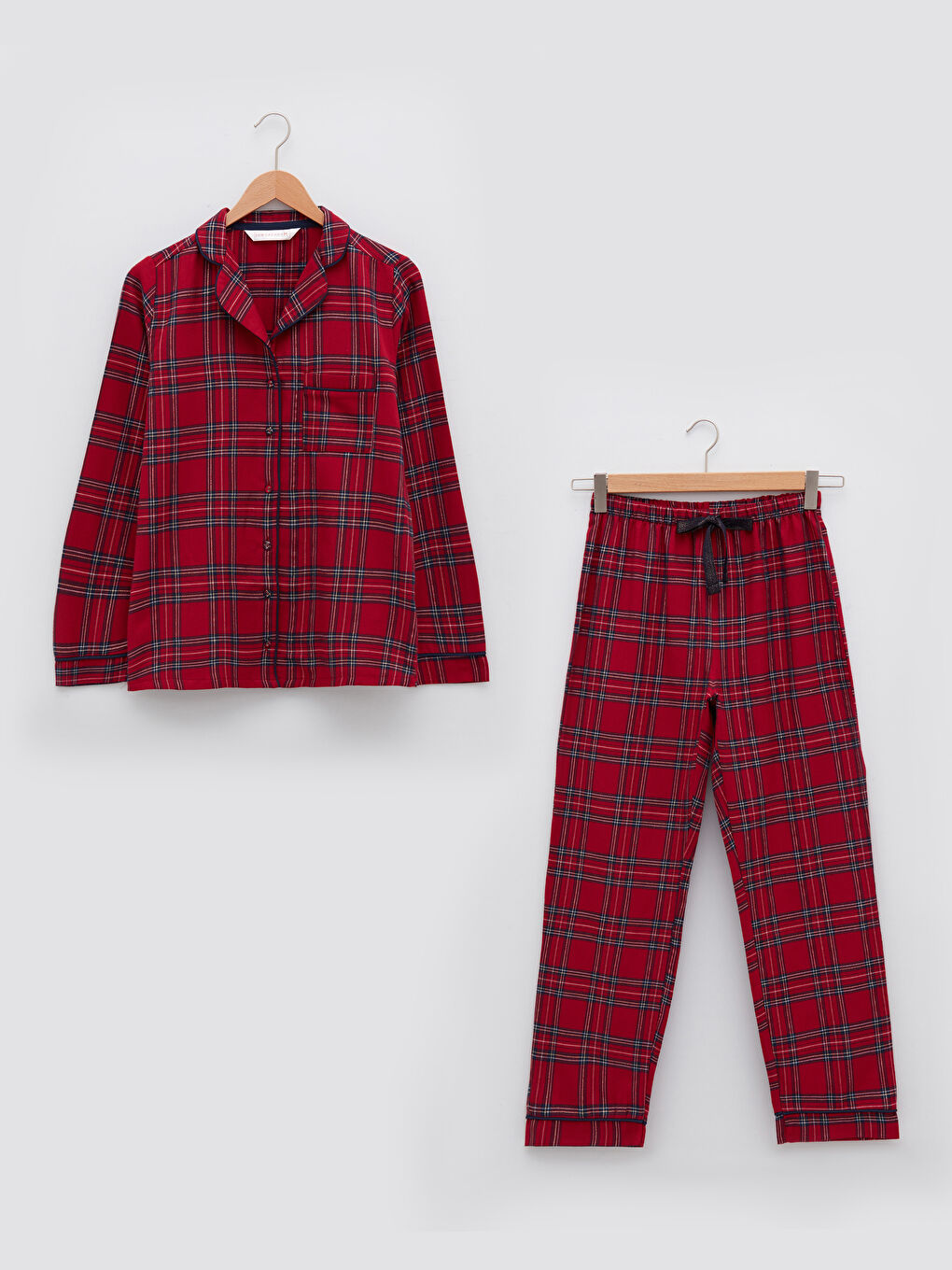 LCW DREAM Pyjama-Set für Damen mit Kragenhals und Karomuster -W1GP13Z8-LPA