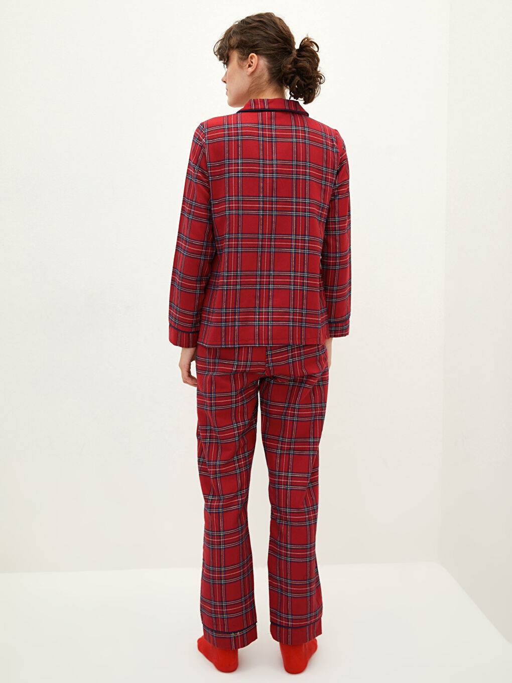 LCW DREAM Pyjama-Set für Damen mit Kragenhals und Karomuster -W1GP13Z8-LPA