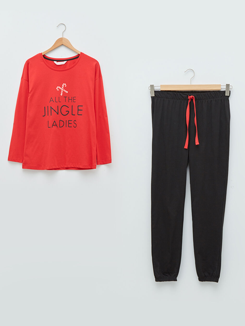 Crew Neck New Year Themed Long Sleeve Cotton Women's Pajama Set-3