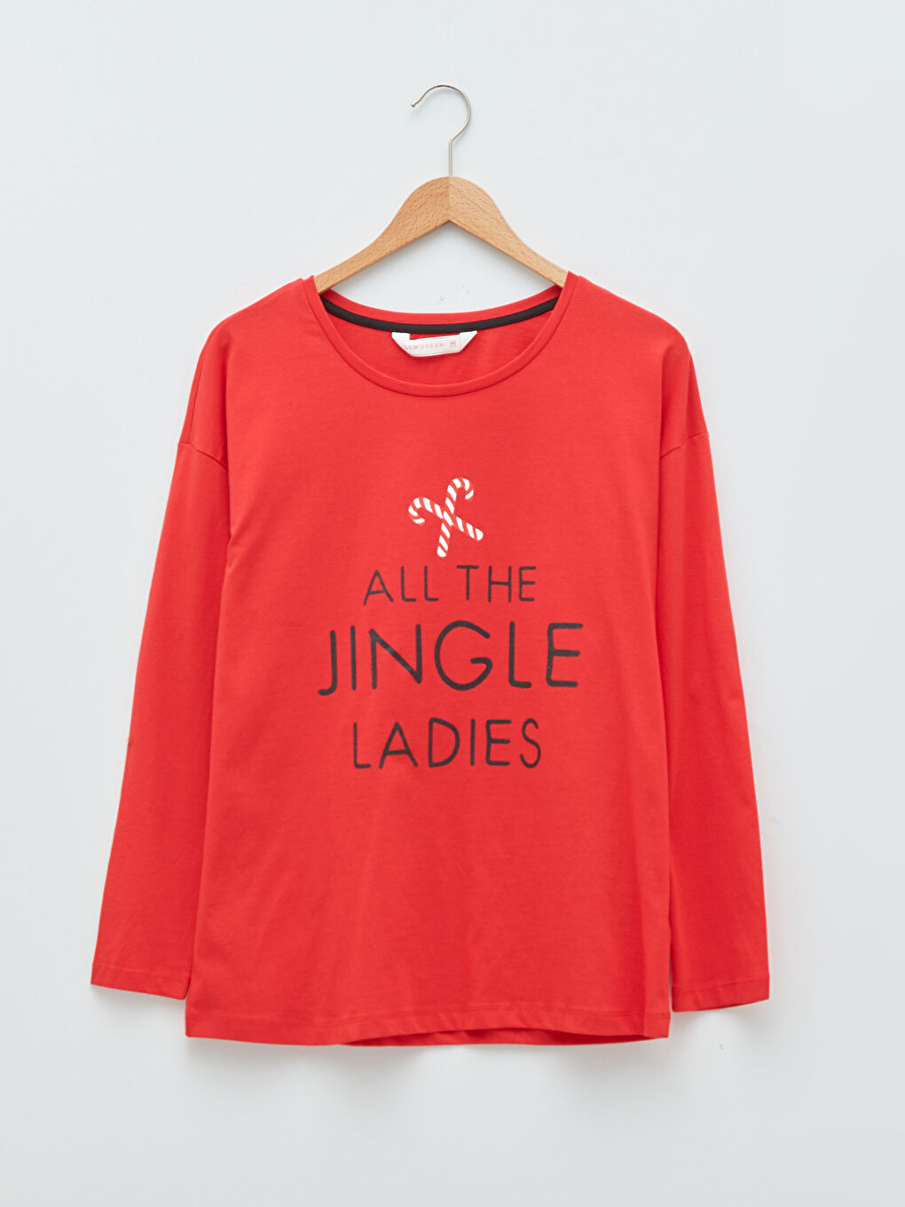 Crew Neck New Year Themed Long Sleeve Cotton Women's Pajama Set-4