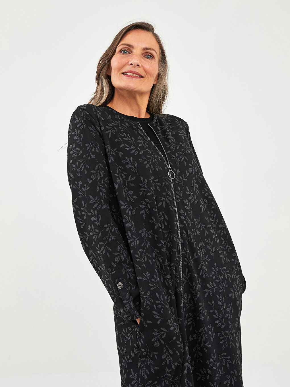 LCW Grace Crew Neck Floral Long Sleeve A Cut Ponte Fabric Women's Dress -W1GP21Z8-MHS