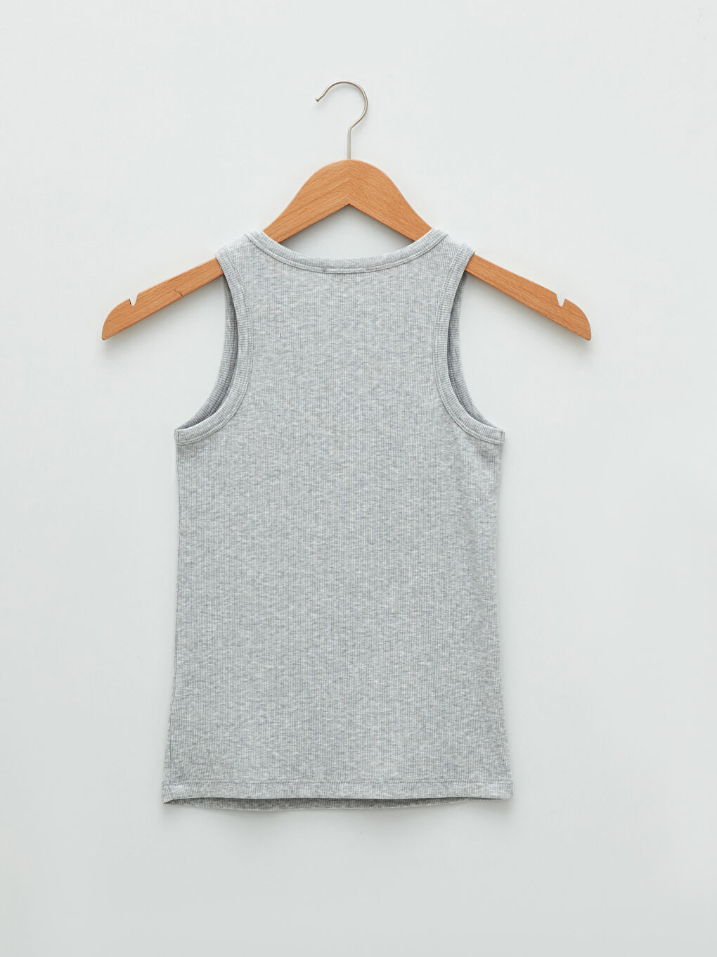 Gri Bisiklet Yaka Düz Pamuklu Kadın Atlet-6