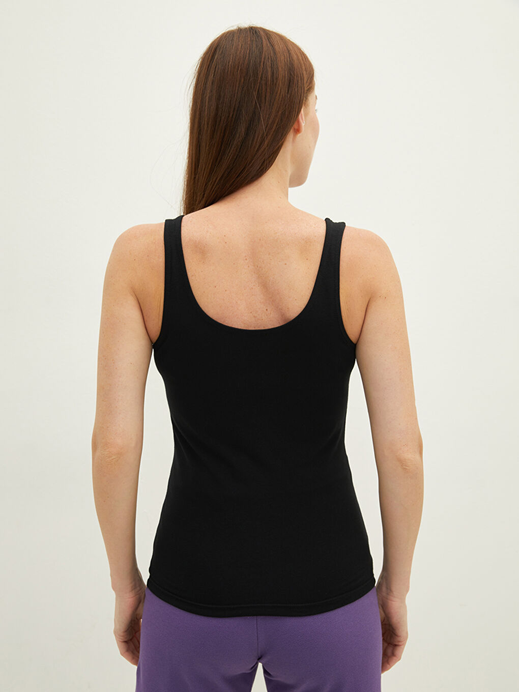 Women's U Neck Plain Tank Top-4