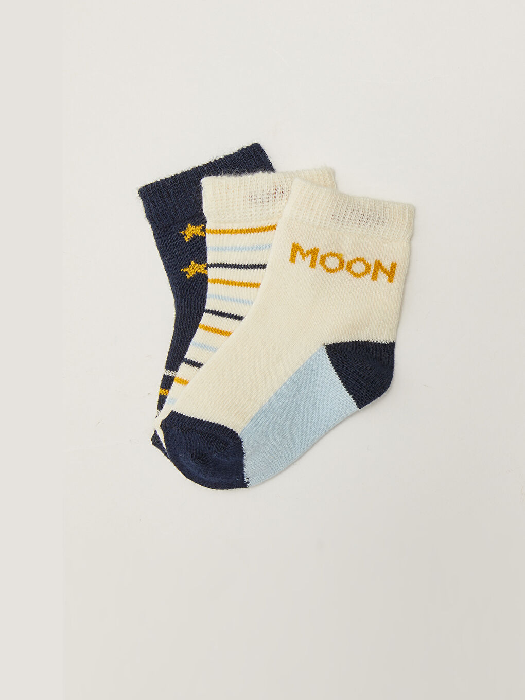 Mavi Desenli Erkek Bebek Soket Çorap 3'lü