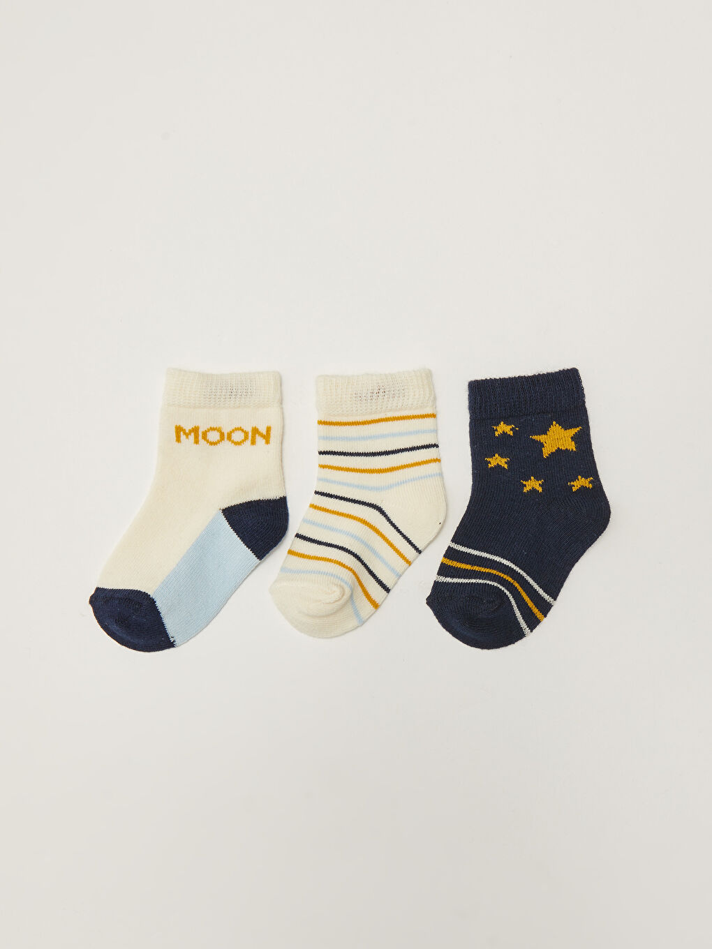 Mavi Desenli Erkek Bebek Soket Çorap 3'lü-1