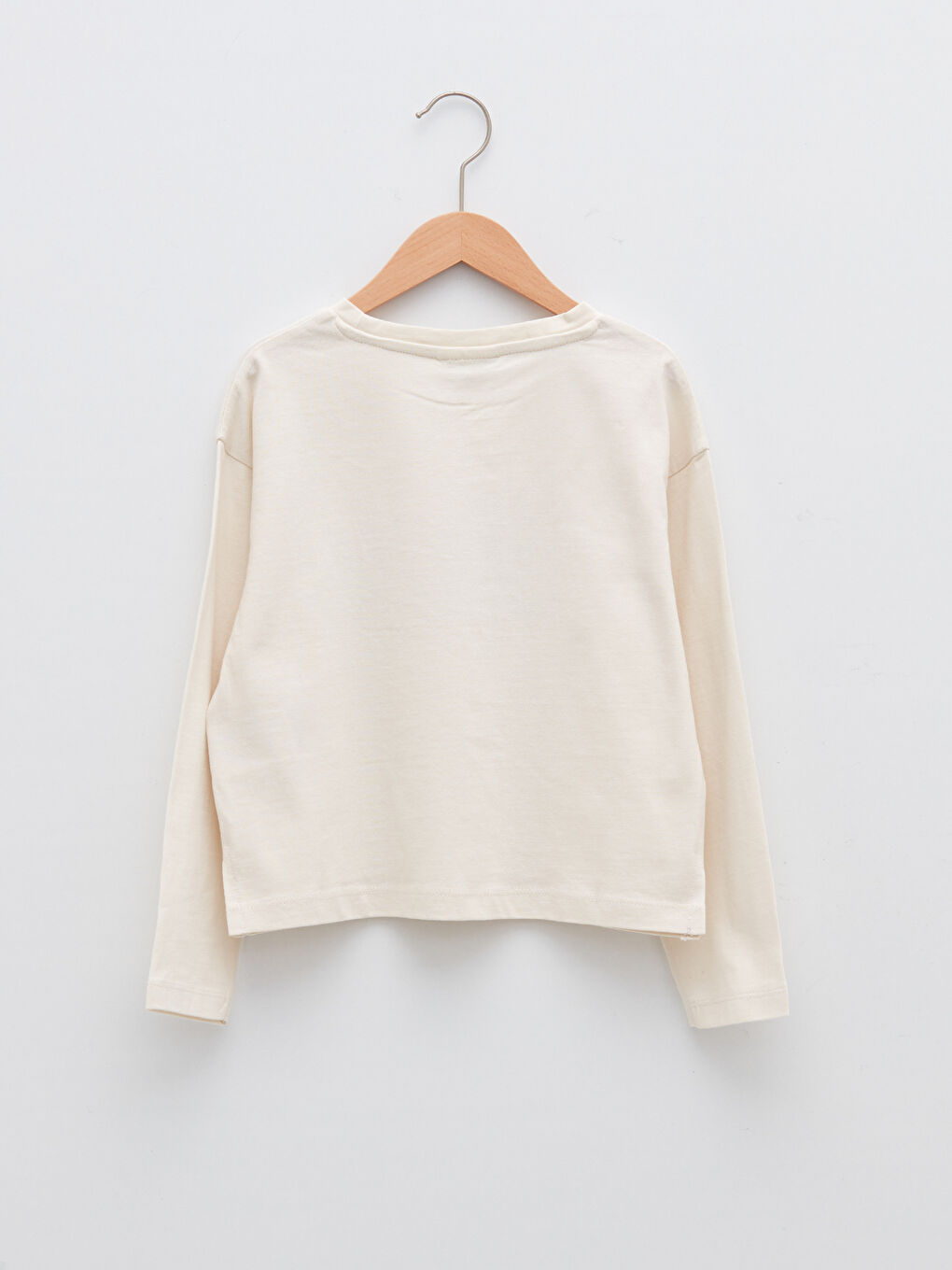 Crew Neck Printed Long Sleeve Cotton Girl T-shirt-1