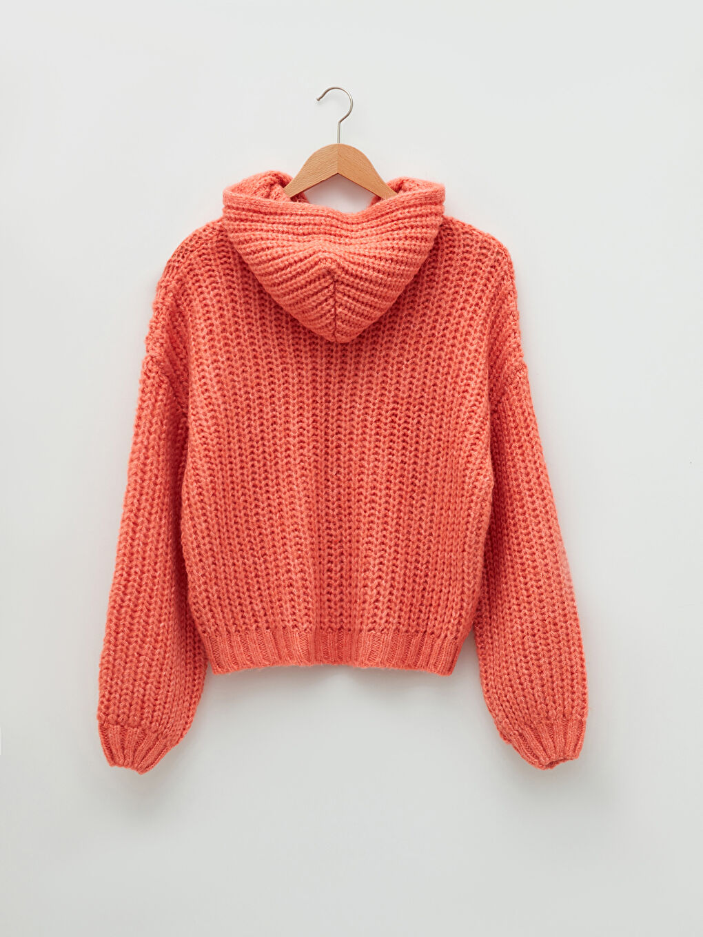 Әйелдерге арналған трикотаж капюшонды жағалы ұзын жең жемпір-6