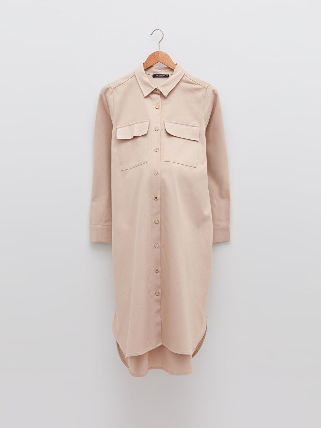 Plain Long Sleeve Gabardine Maternity Shirt Tunic-5