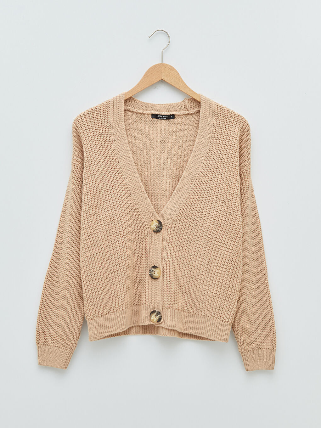 V-Neck Straight Long Sleeve Knitwear Women's Cardigan