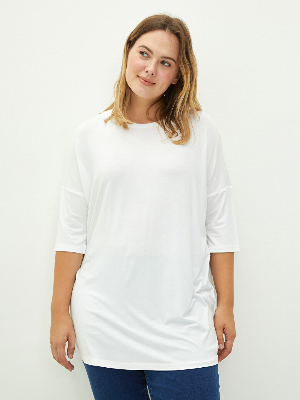 Crew Neck Plain Viscose Women's T-Shirt