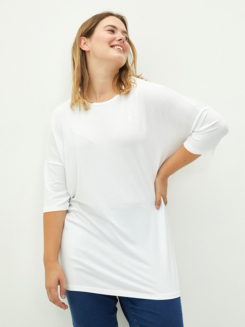 Crew Neck Plain Viscose Women's T-Shirt-1