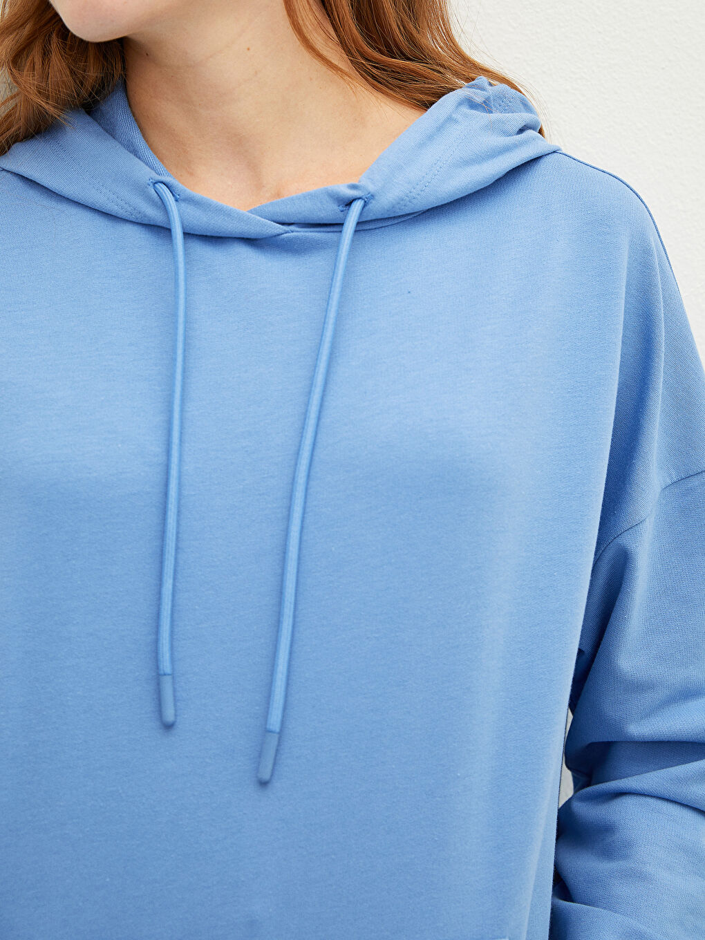 سويت شيرت كم طويل سادة بكابوش للسيدات-2