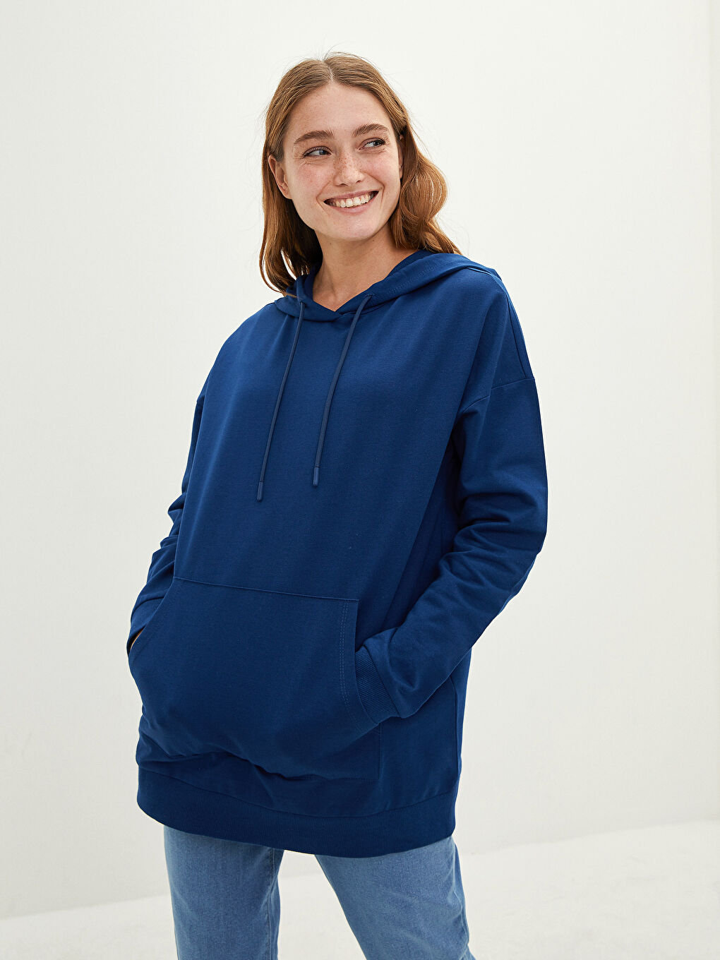Hooded Plain Long Sleeve Women's Sweatshirt
