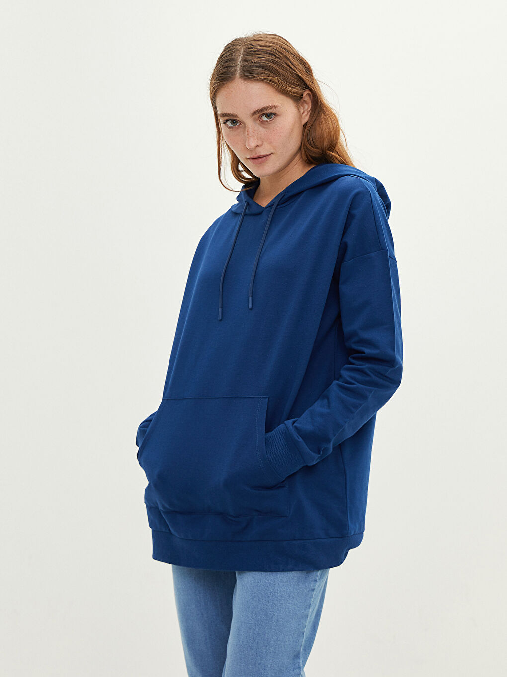 Hooded Plain Long Sleeve Women's Sweatshirt-1