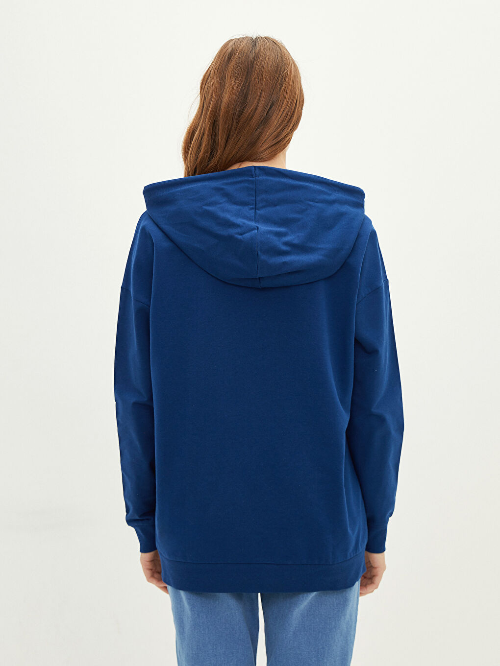 Hooded Plain Long Sleeve Women's Sweatshirt-5