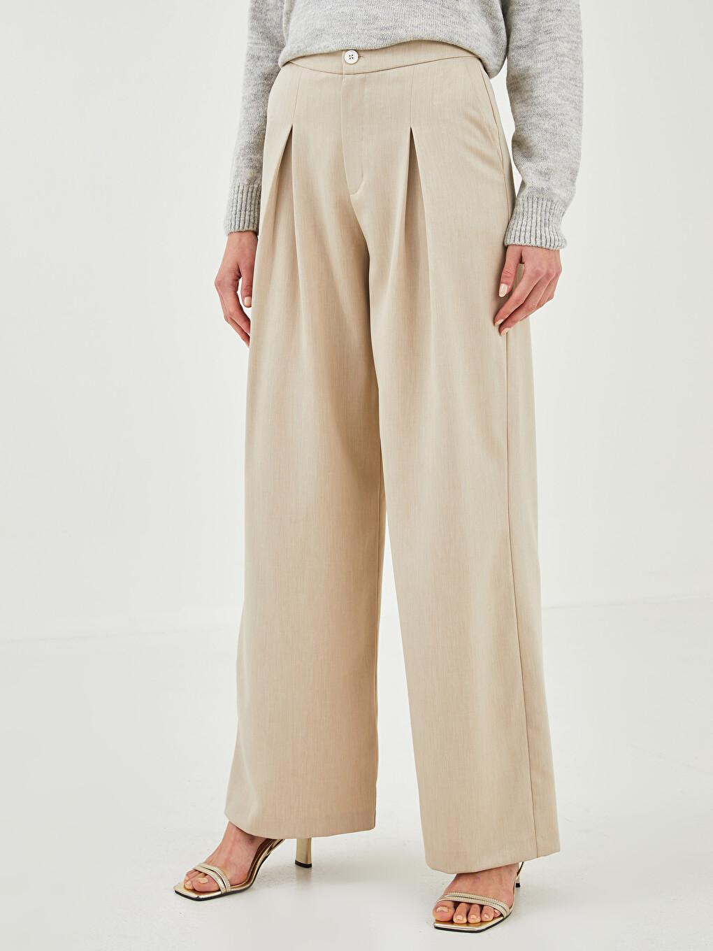 Pantaloni Dama Largi Confortabili Cu Talie Inalta-3