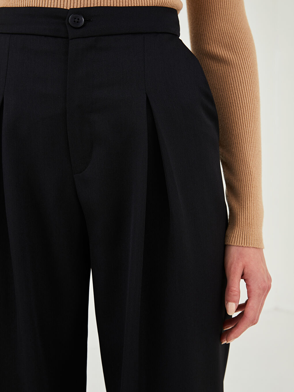 LCW Vision High Waist Comfortable Fit Wide Leg Women's Trousers -W1GR16Z8-RQL