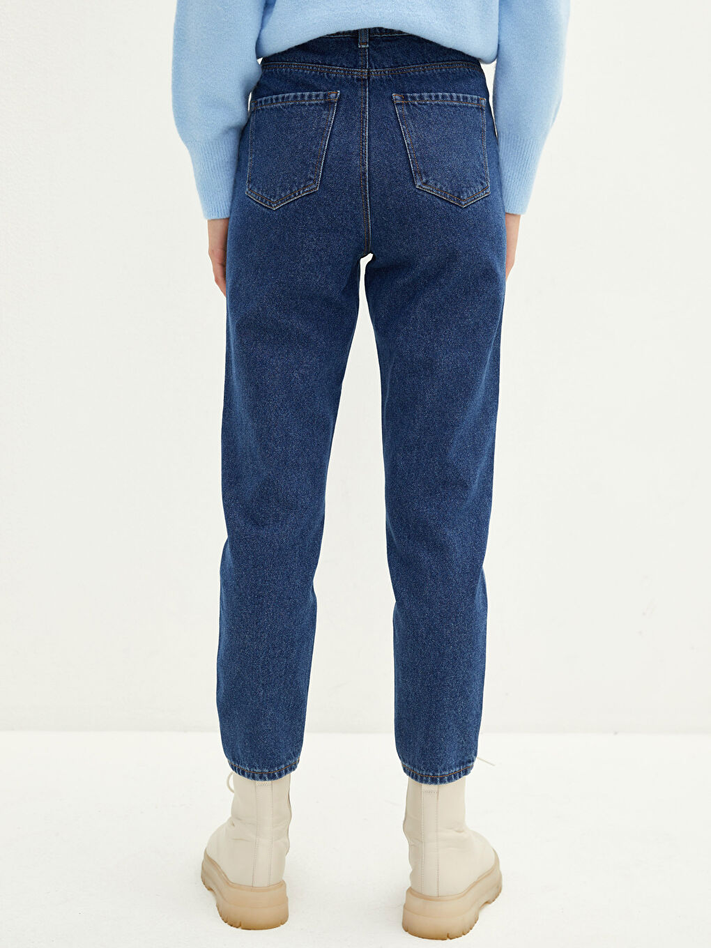 High Waist Mom Fit Pocket Detailed Women's Rodeo Denim Trousers-4