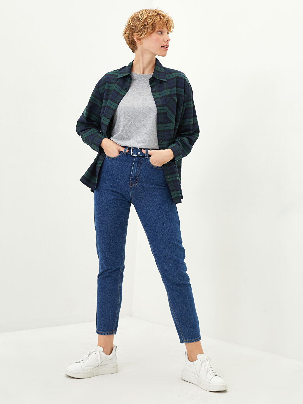 LCW Jeans High Waist Mom Fit Belt Detailed Rodeo Women's Jean Trousers -W1GR74Z8-507