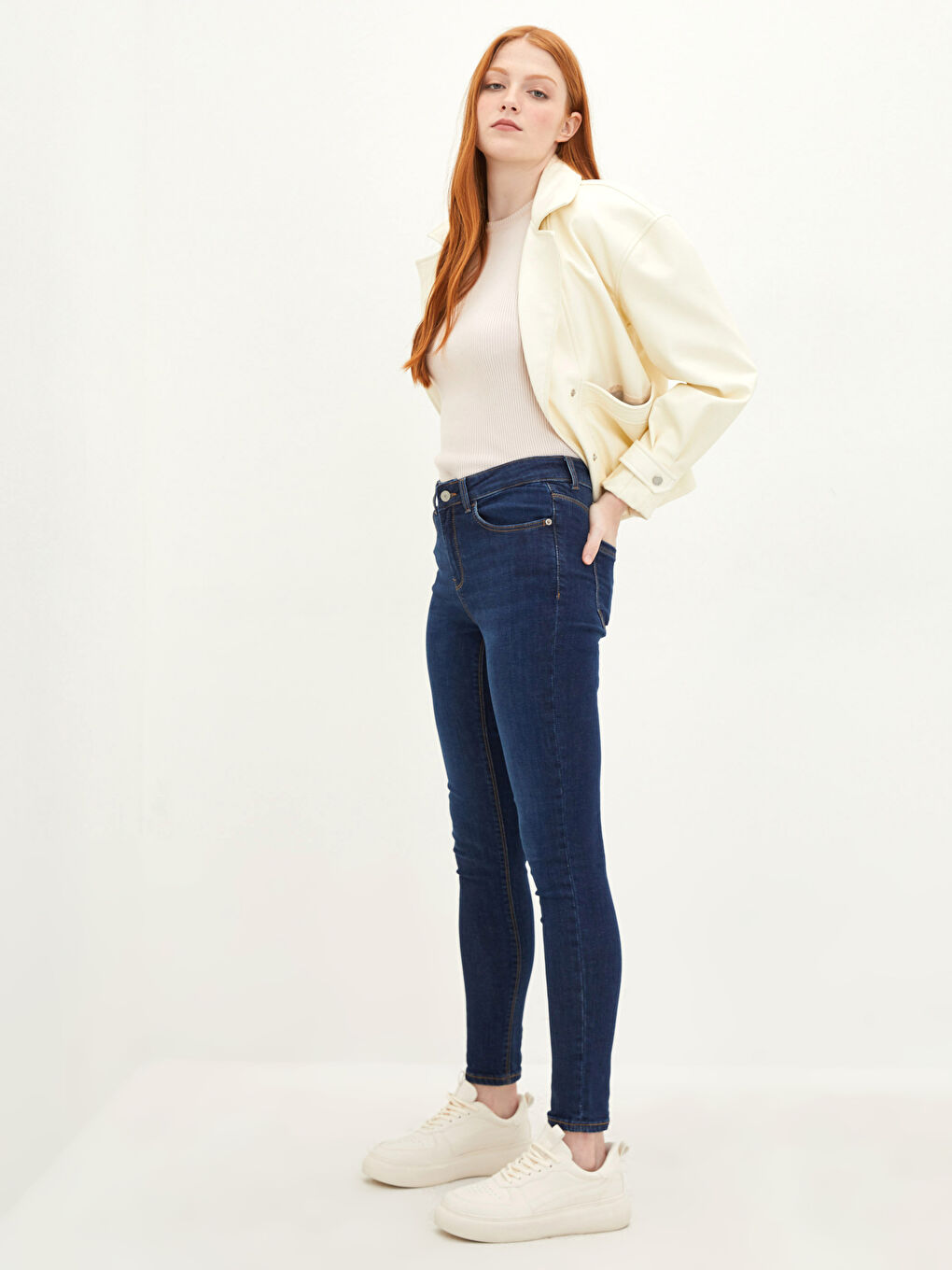 Normal Waist Mercury Skinny Fit Women's Rodeo Jean Trousers with Pocket Detail-1