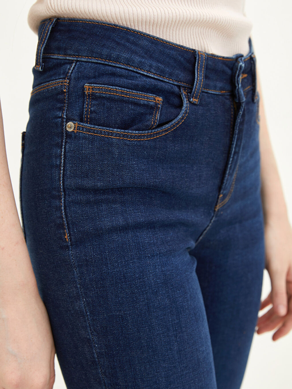 Normal Waist Mercury Skinny Fit Women's Rodeo Jean Trousers with Pocket Detail-3