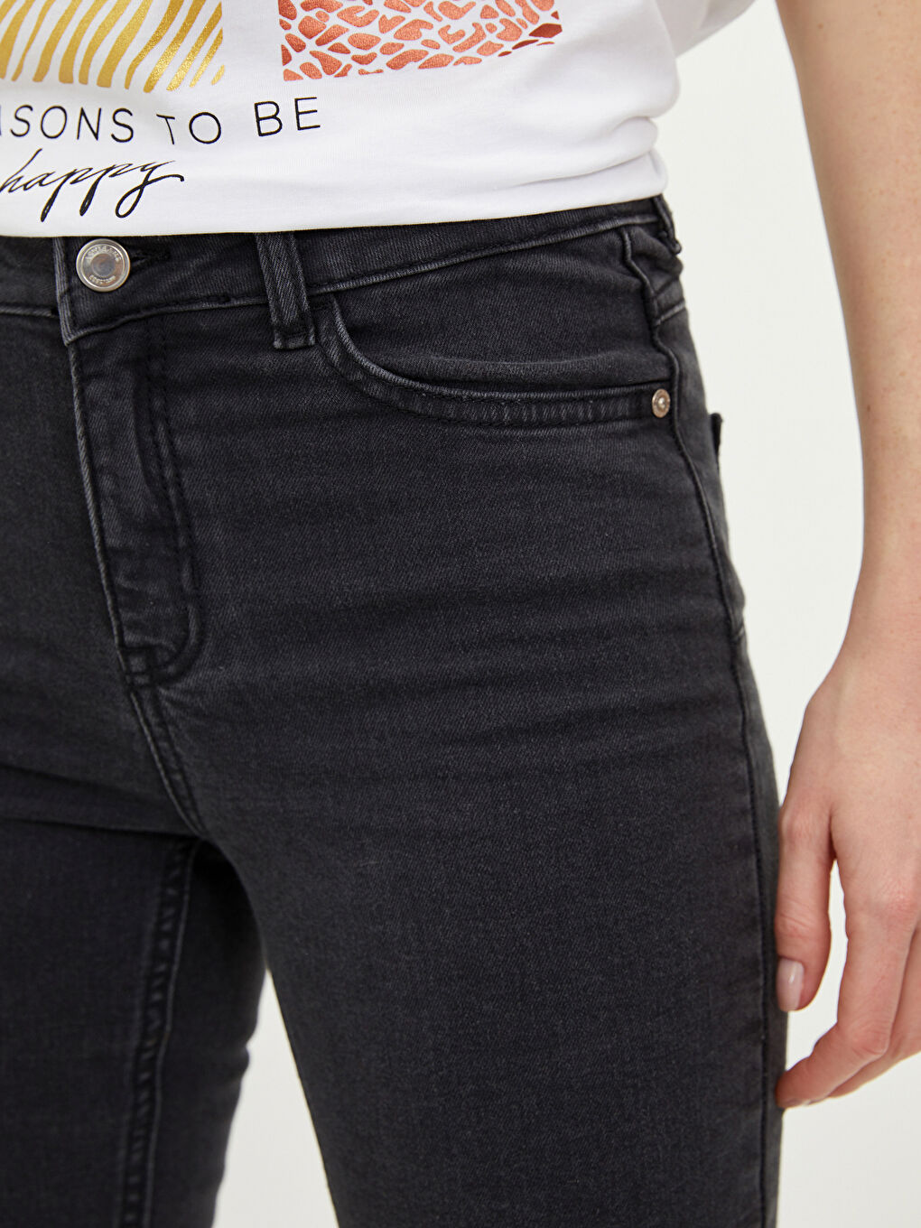 Normal Waist Mercury Skinny Fit Women's Rodeo Jean Trousers with Pocket Detail-1