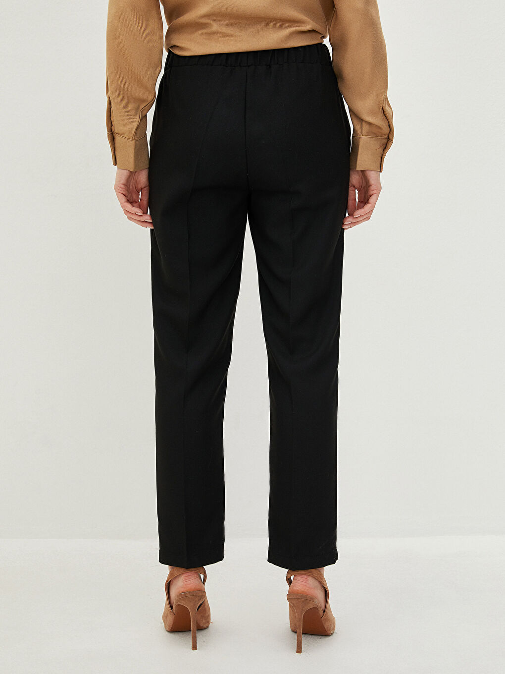 Elastic Waist Comfortable Fit Pocket Detailed Women's Harem Trousers-3