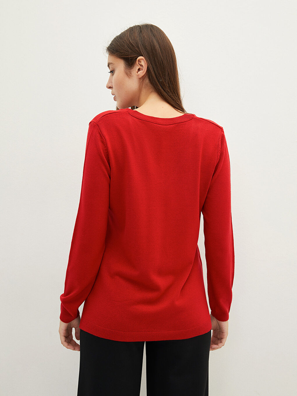 LCWAIKIKI Basic V-Ausschnitt Schlichter Langarm Damen Strickpullover -W1GS81Z8-HJY