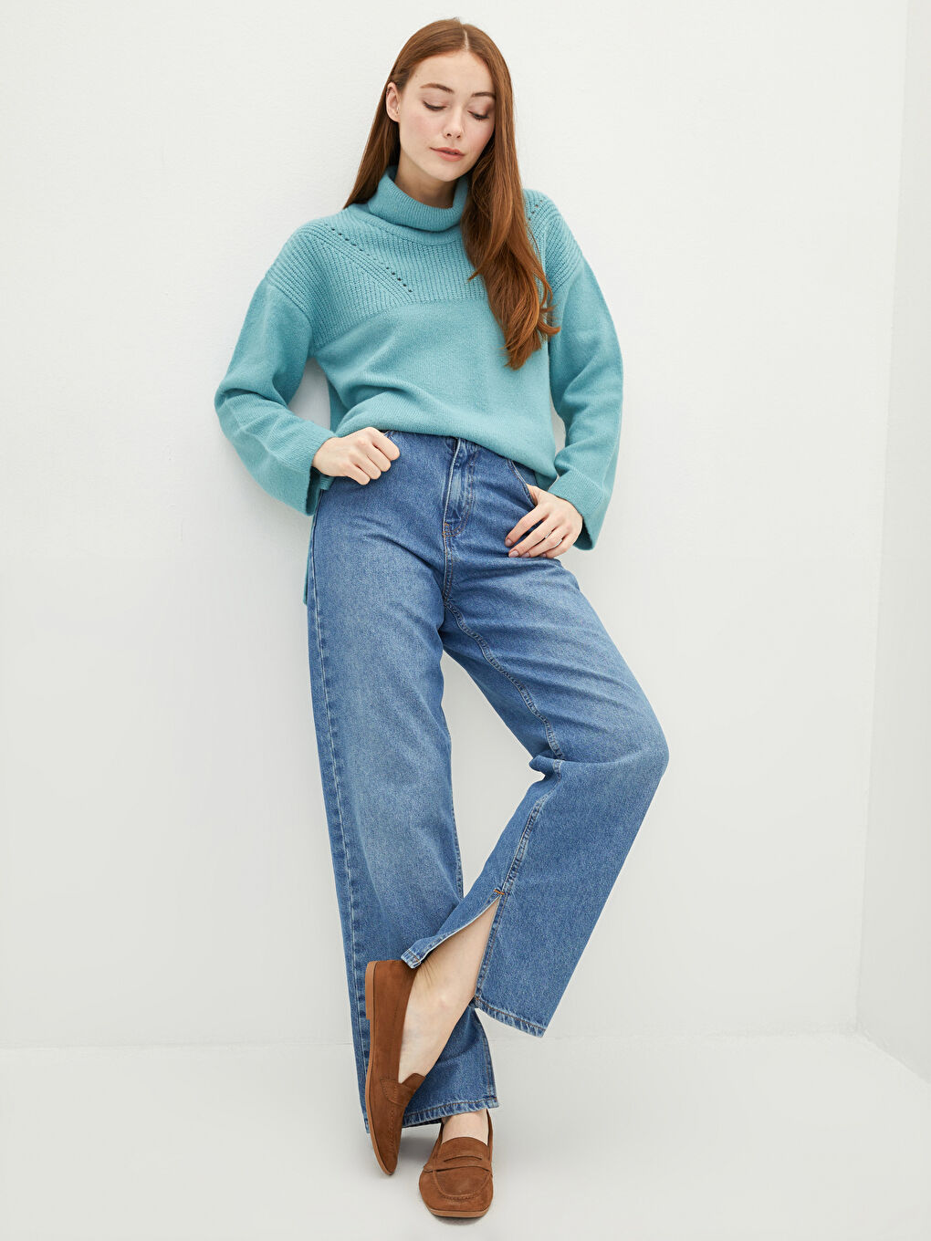 LCWAIKIKI Classic Turtleneck Openwork Long Sleeve Women's Knitwear Sweater -W1GT09Z8-DW0