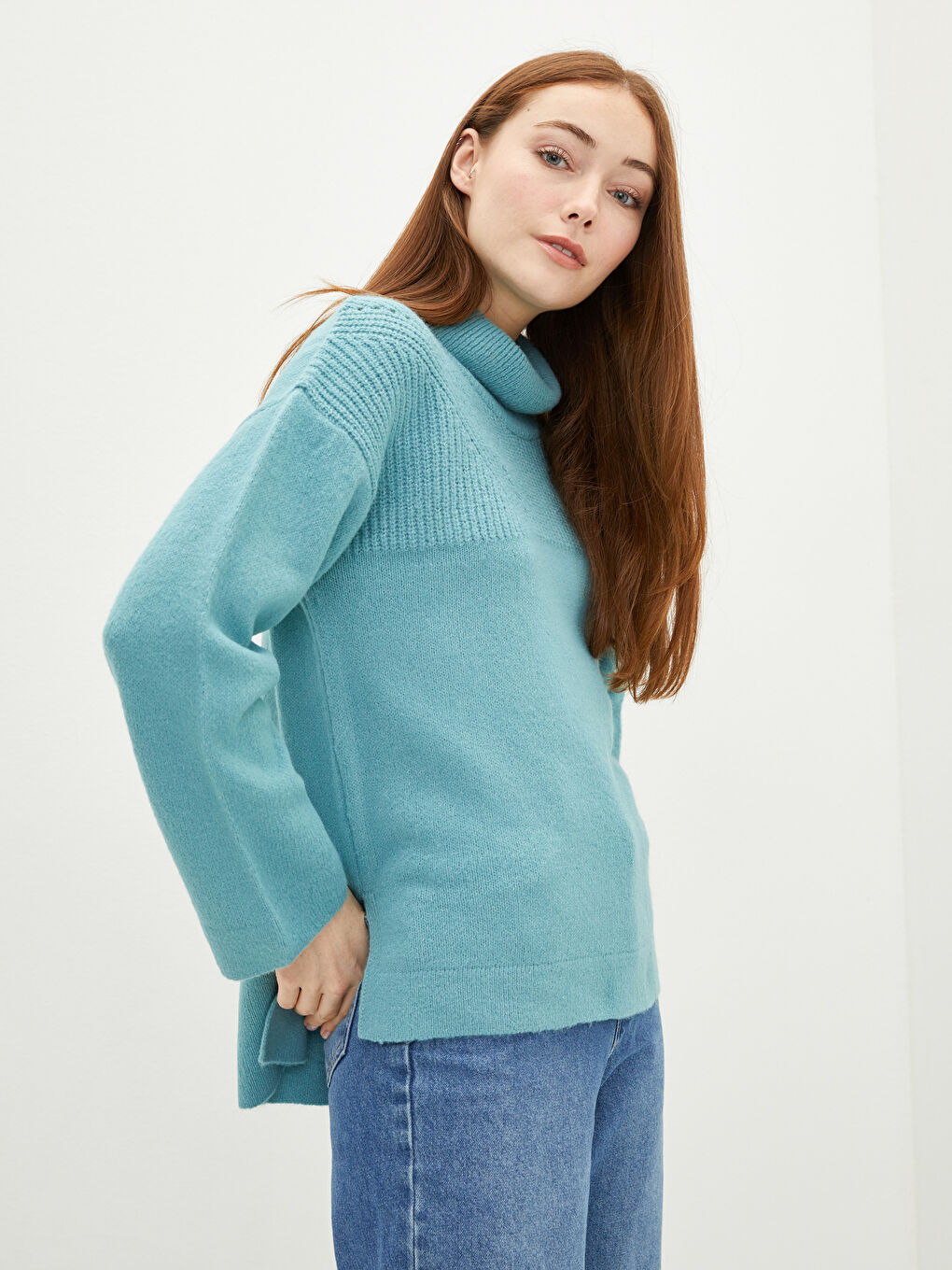 LCWAIKIKI Classic Turtleneck Openwork Long Sleeve Women's Knitwear Sweater -W1GT09Z8-DW0