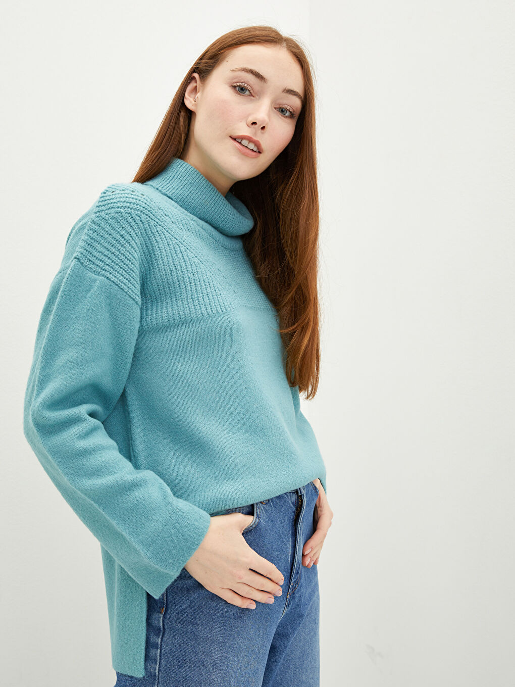 LCWAIKIKI Classic Turtleneck Openwork Long Sleeve Women's Knitwear Sweater -W1GT09Z8-DW0