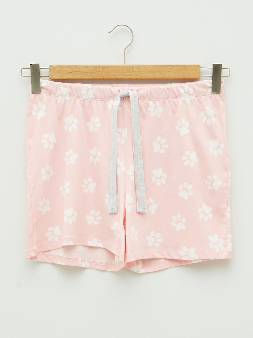 Pembe Bisiklet Yaka Baskılı Kısa Kollu Kadın Şortlu Pijama Takımı-7
