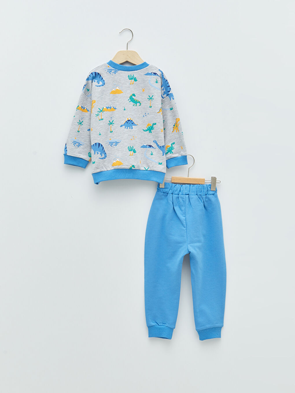 Mavi Bisiklet Yaka Uzun Kollu Baskılı Erkek Bebek Sweatshirt ve Jogger Pantolon 2'li Takım-1