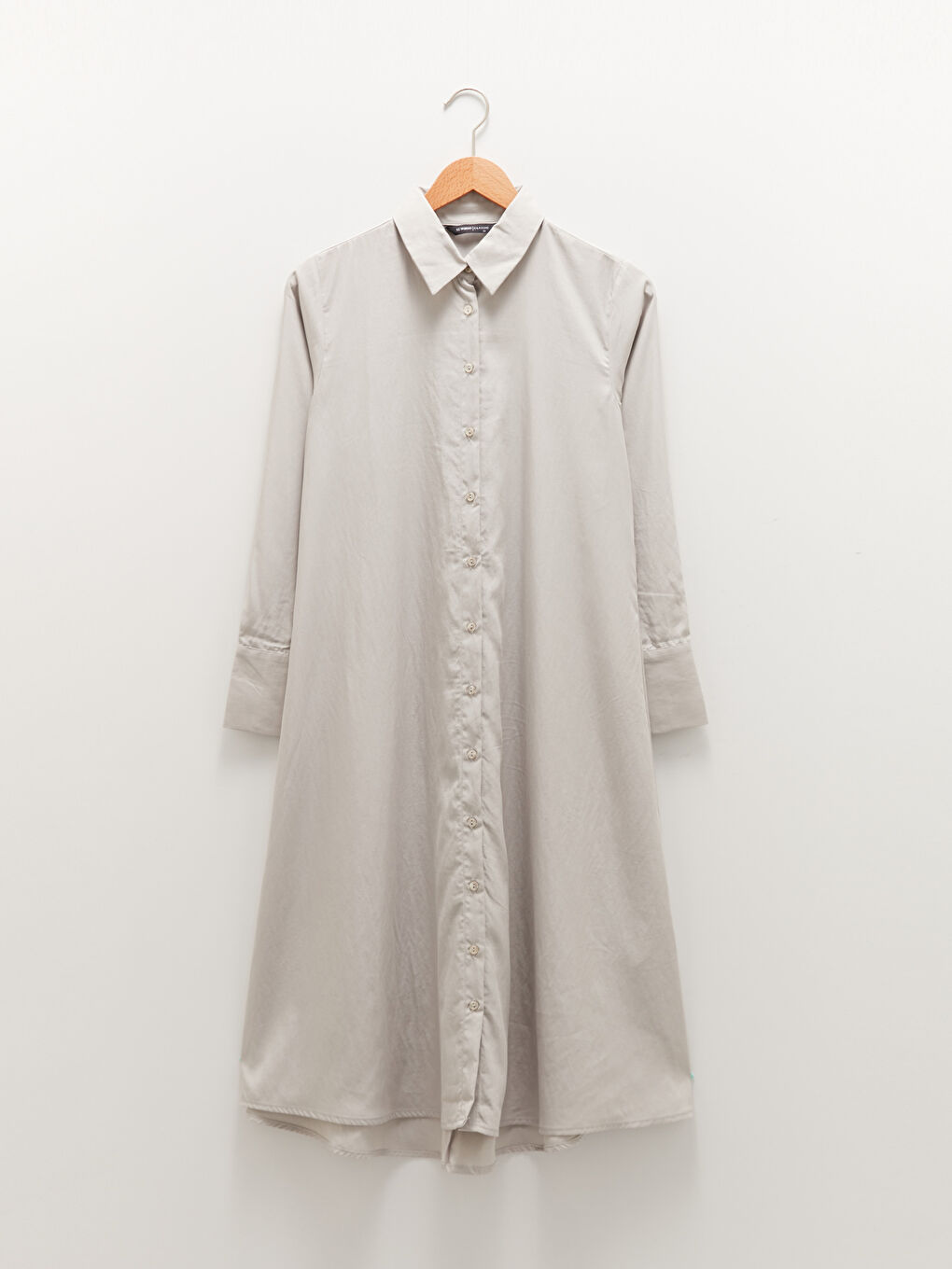 Hemdkragen Regulär Langarm Popeline Kleid für Damen-6