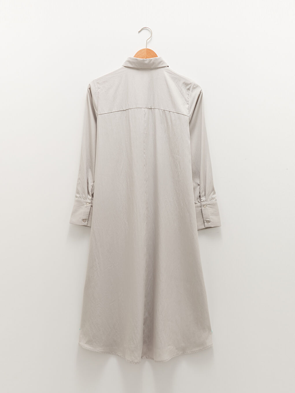 Hemdkragen Regulär Langarm Popeline Kleid für Damen-7