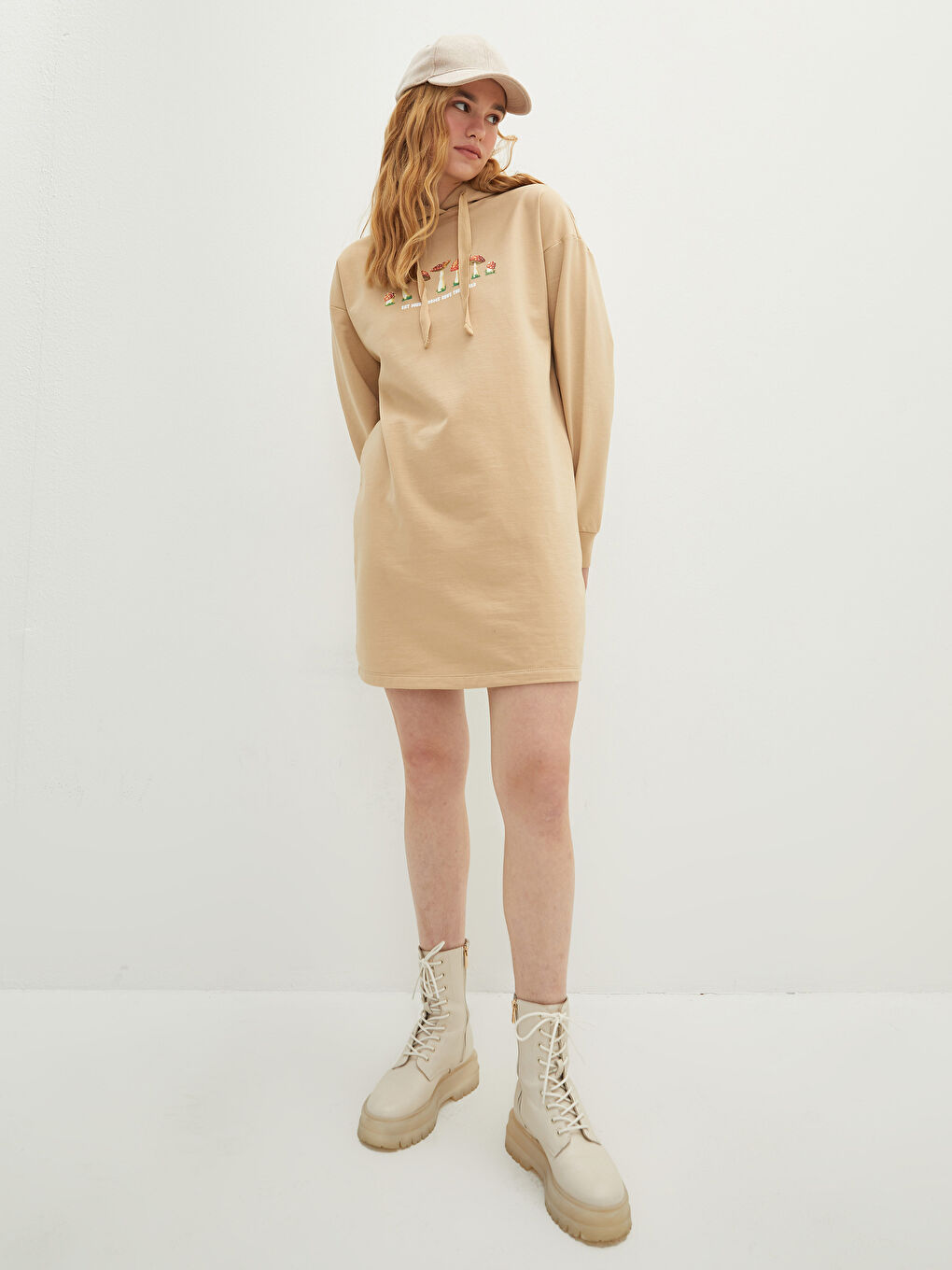 Hooded Printed Long Sleeve Women's Dress