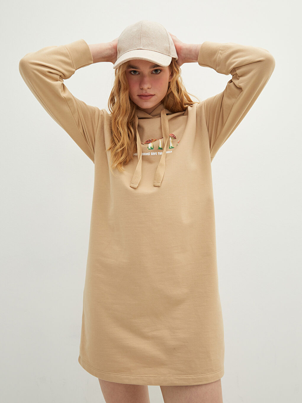 Hooded Printed Long Sleeve Women's Dress-1