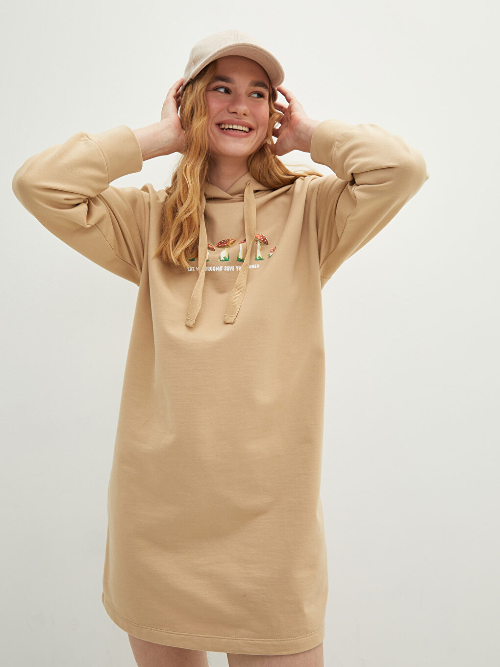 Hooded Printed Long Sleeve Women's Dress-2