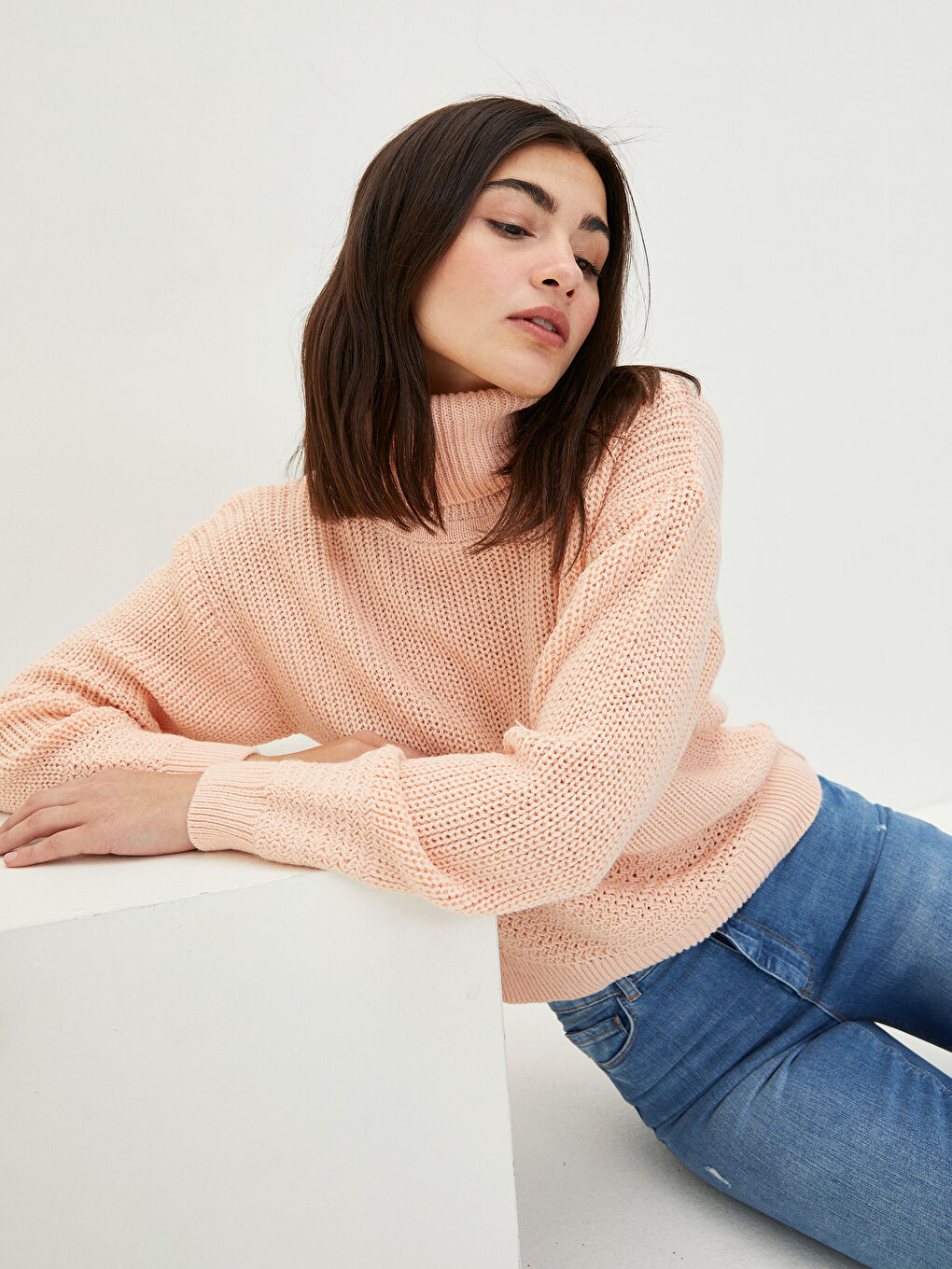 Turtleneck Plain Long Sleeve Women's Knitwear Sweater