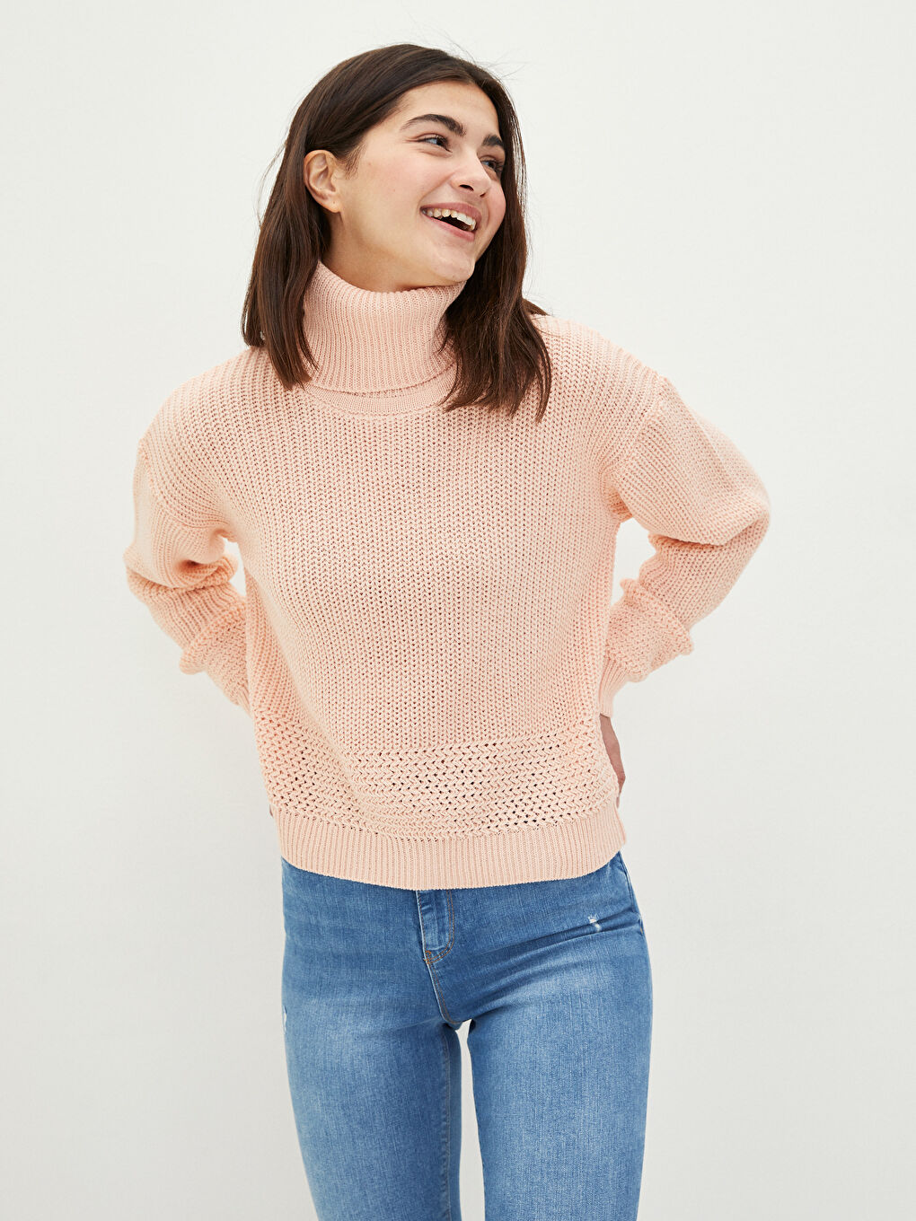 Turtleneck Plain Long Sleeve Women's Knitwear Sweater-1
