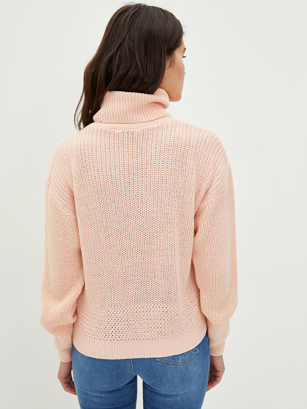 Turtleneck Plain Long Sleeve Women's Knitwear Sweater-3